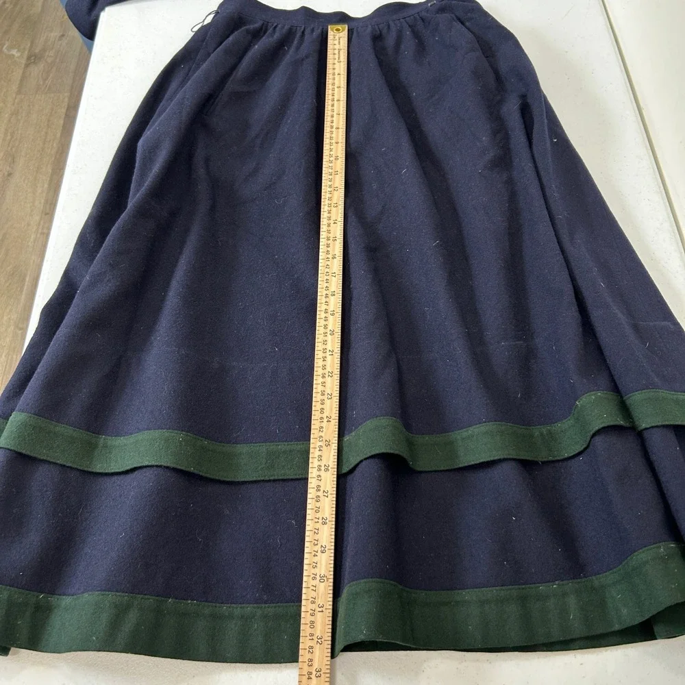 Josef Leichtfried Loden Frey Austrian Wool Skirt Suit Navy Green Trachten 40